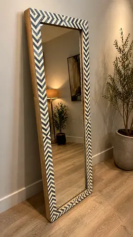 West elm Bone Inlay Full Length Floor Mirror with Chevron Pattern