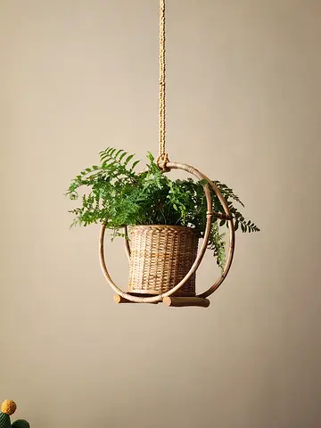 Rattan hanging plant basket