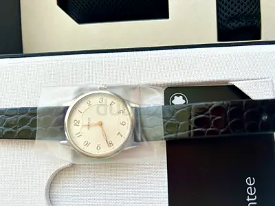 Montblanc Original Classic Stainless Steel Watch with Leather Strap