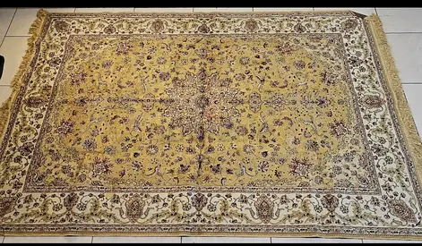 Used Persian-style area rug - beige/gold, 200x300cm (approx)