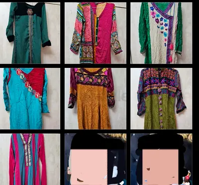 Bundle of 8 assorted womens traditional kurtas and dresses - mixed sizes, good used condition