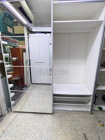 White Sliding Door Wardrobe with Mirror Panels — Good Condition