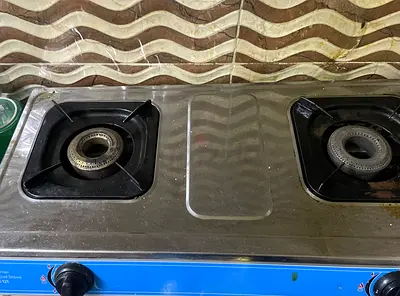 Two-burner stainless steel gas stove - used, working