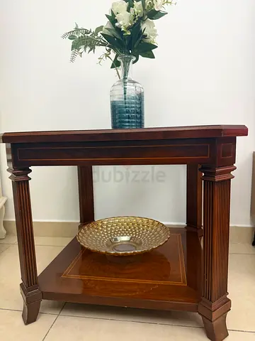 Italian Classic Wood table set with Glass top Tiered Shelf