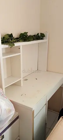 White compact study desk with shelves - good for small rooms