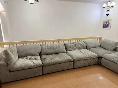 5 piece pan Emirates Pianca corner feather filled sofa with footstool