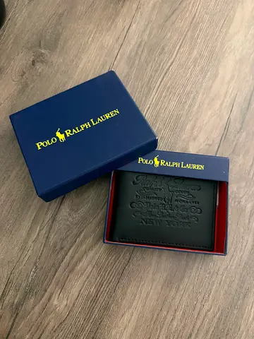Polo Ralph Lauren black leather bi-fold wallet with box