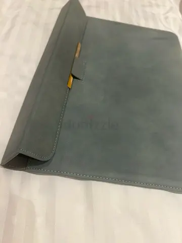 Grey suede laptop sleeve / folio case - slim protective cover fits up to 13”