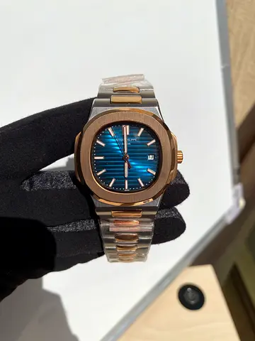 Patek  Philip automatic rose gold silver blue dial 41MM