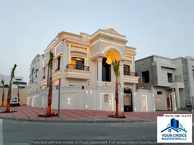 🏡 فيلا نيو كلاسيك فاخرة للبيع في الحليو 2 بعجمان، موقع زاوية مميز قريب من شارع الشيخ محمد بن زايد، تشطيب سوبر ديلوكس، 5 غرف ماستر، مساحات واسعة، ارتد