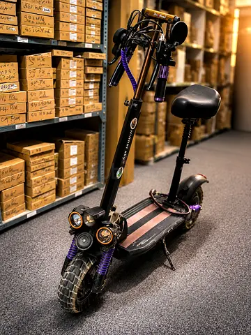 Used Electric Scooter with Seat — Heavy-Duty Off-Road Tires, Dual Headlights