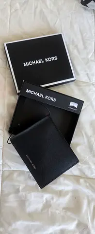 Michael Kors black leather wallet with box - gently used