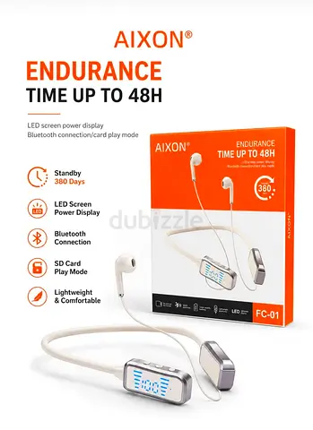 Aixon Endurance FC-01 Bluetooth Neckband Earphones with LED Display (Like New)