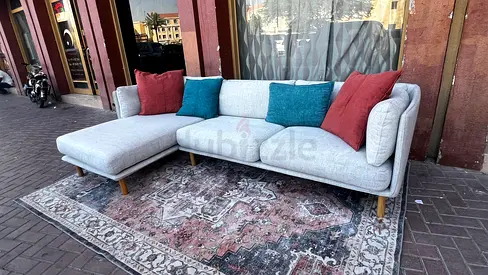 Cratebarrel L Shape Sofa Beige