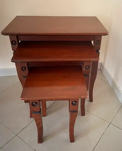 Set of 3 Wooden Nesting Side Tables - Solid Look, Good Condition