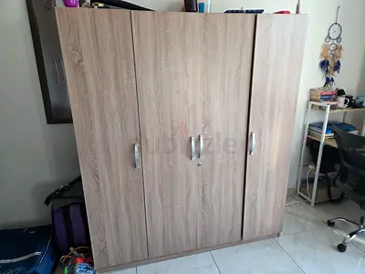 Light Wood Finish Four Door Wardrobe