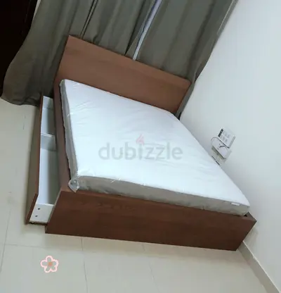 IKEA Malam double bed 140×200cm bed with 2 big storage drawers underneath and with IKEA mattress