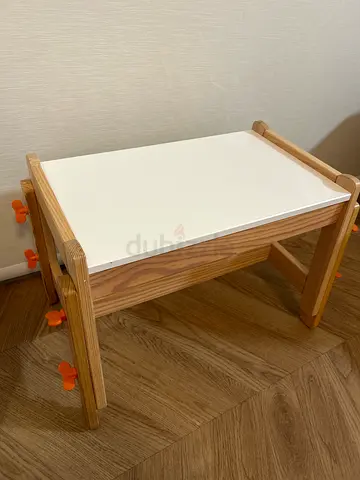 IKEA-style small wooden kids table with white top