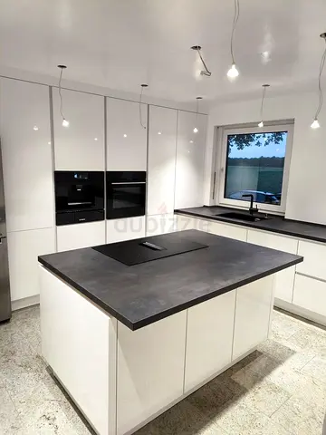 Modern White Glossy Kitchen Island