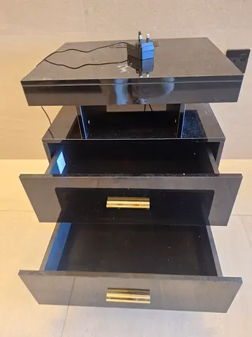 electric black side table/night stand with charger