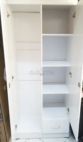 Wood 2 door Family wardrobe white Color side mirror + drawer Great Quality very strong