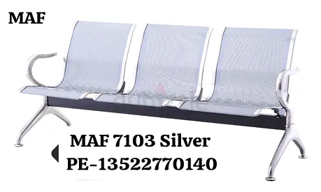 MAF 7103 Silver 3-Seater Metal Waiting Room Bench