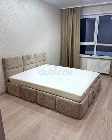 Modern Upholstered Bed Frame with Padded Headboard
