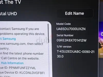 Samsung 65 Crystal UHD Smart TV (Model UA65DU7000UXZN) - Good Working Condition