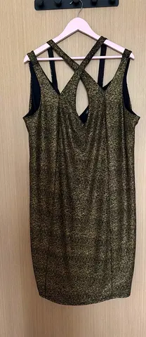 Gold shimmer sleeveless cocktail dress with criss-cross back - Size 20 W