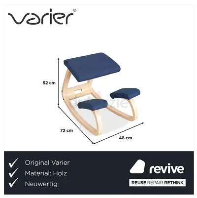 Kneeling Chair (Wood Frame, Blue) - Ergonomic Posture Seat