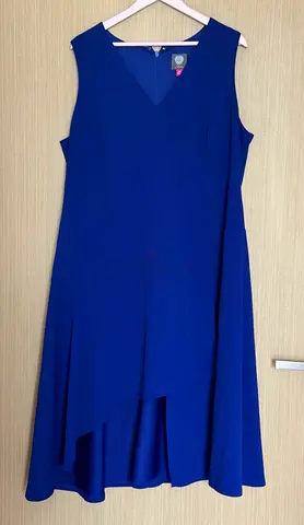 Blue sleeveless A-line dress, Vince 16W