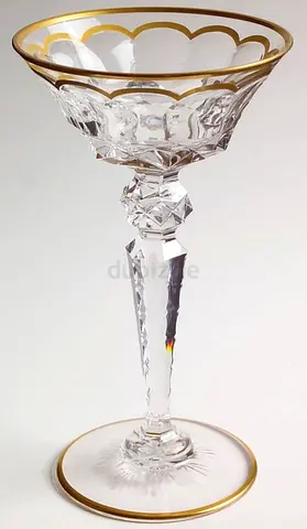 Antique St Louis Excellence - Gold cut crystal Champagne Sherbet Glass - H 19 cm