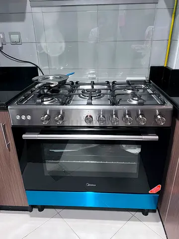 Midea 90x60cm Gas Cooking Range 5 Burners Steel Panel with Oven and Grill