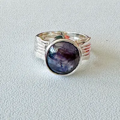 Certified Natural Blue Star Sapphire (Mogok) Silver Ring