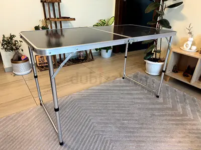 Portable water folding camping/party table - aluminium frame, dark top