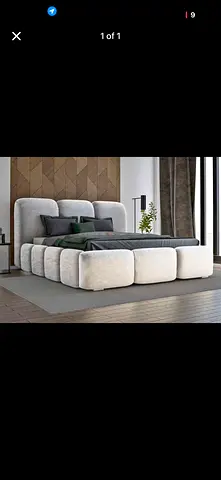 Modern Low Profile Upholstered King Bed with Padded Headboard
