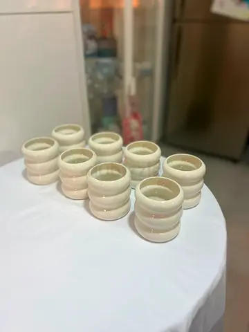 Set of 8 small white ceramic pots/planters
