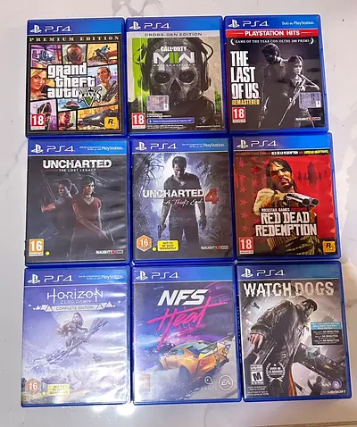 Bundle of 9 PS4 Games - GTA V, Uncharted, Red Dead, Horizon, NFS Heat + more