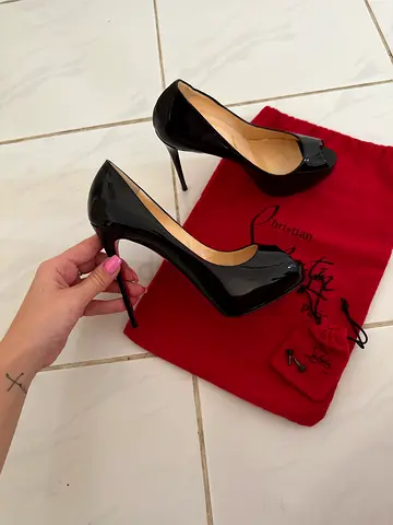 Christian Louboutin Peep-Toe Heels - Size 37.5