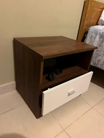 Modern Wooden Nightstand with White Drawer