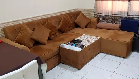 Local made sofa with chaise lounge coffee table
