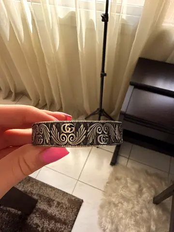 Gucci GG Marmont Sterling Silver Engraved Cuff Bracelet