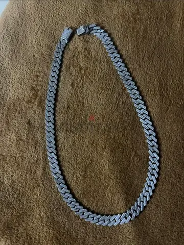 Mens Cuban Link Chain Necklace - Silver Tone, Good Condition