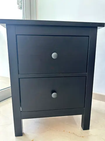 Black 2-Drawer Nightstand / Bedside Table - Excellent Condition