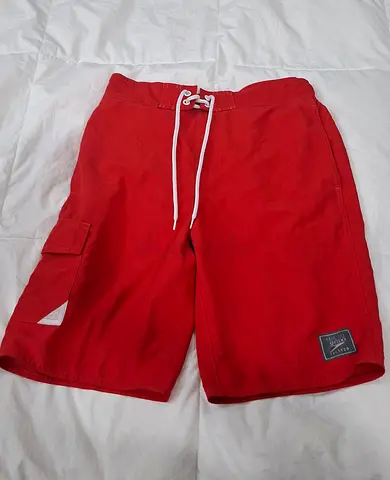 Red mens swim trunks / board shorts, size M
