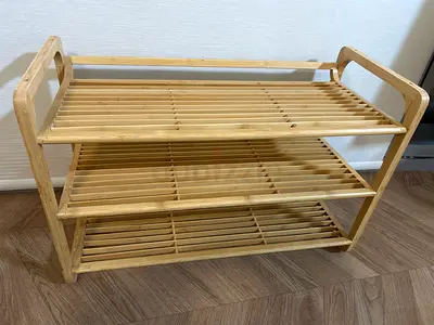 Wooden 3-Tier Shoe Rack / Shelf - Light Bamboo Finish