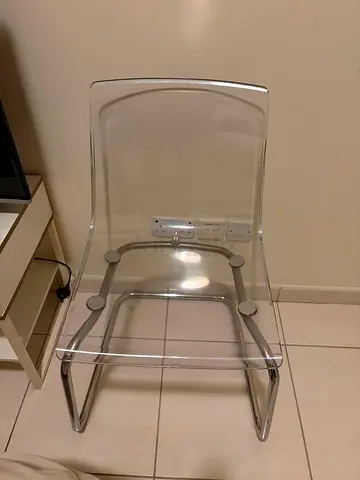 Transparent Acrylic Chair with Metal Frame - Good Condition