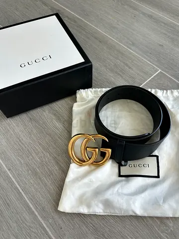Authentic Gucci Double G Leather Belt -Size 85 - 4 cm - Excellent Condition