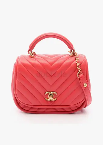 Chanel V 2WAY Shoulder Bag Pink Lambskin Leather