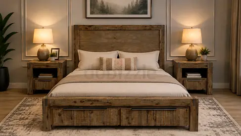 Modern Design Wooden Queen Size Bed Set